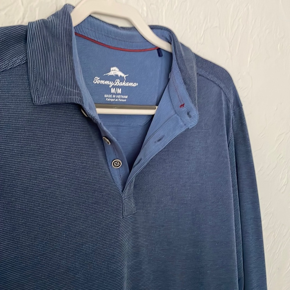 Tommy Bahama blue long sleeve polo shirt Medium